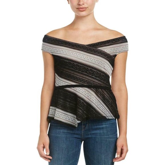 BCBGMaxAzria Denny Off Shoulder Peplum Tops - Picture 1 of 10
